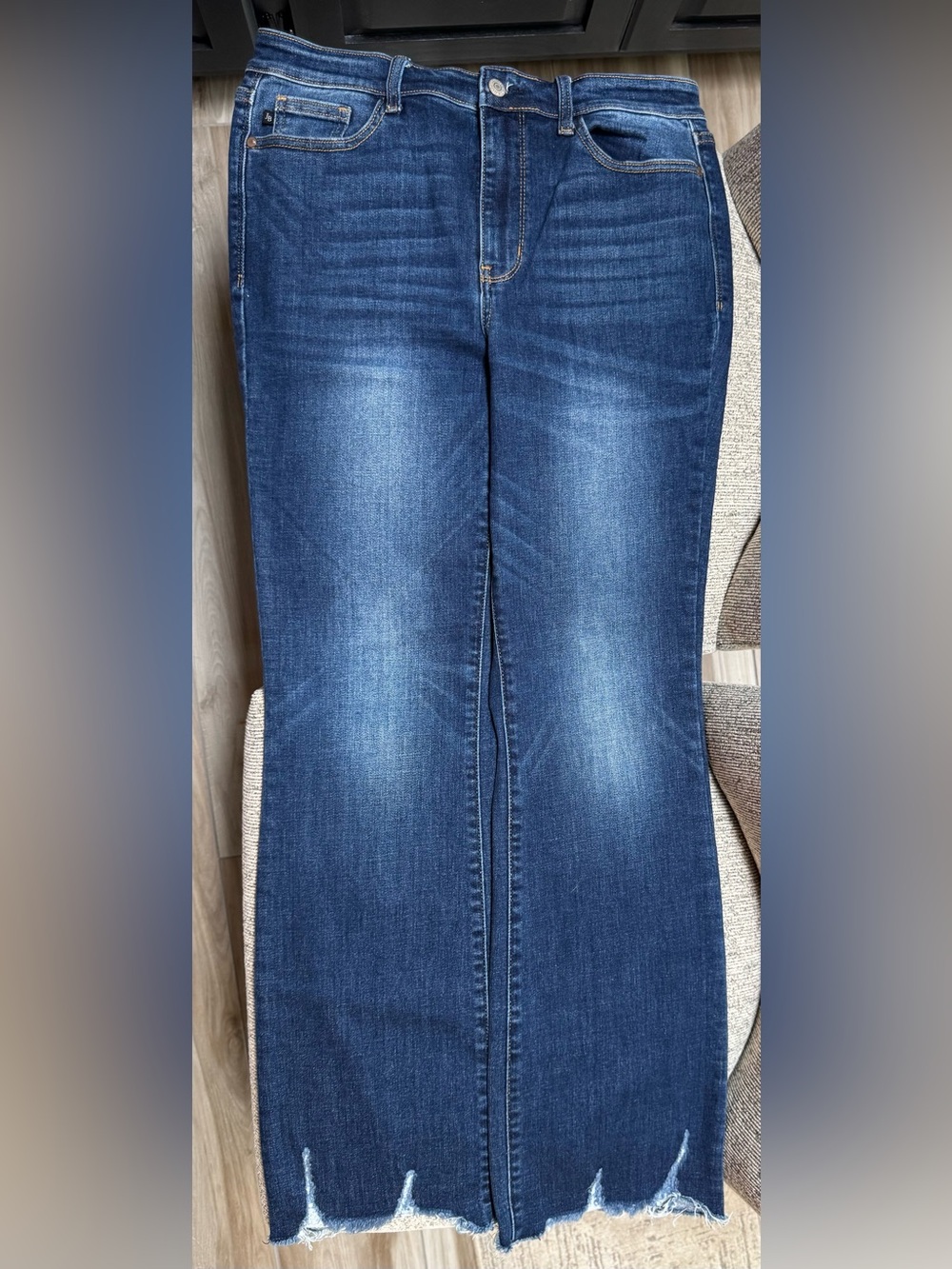 Judy Blue Dark Wash Boot Cut Jeans with Faded Knee